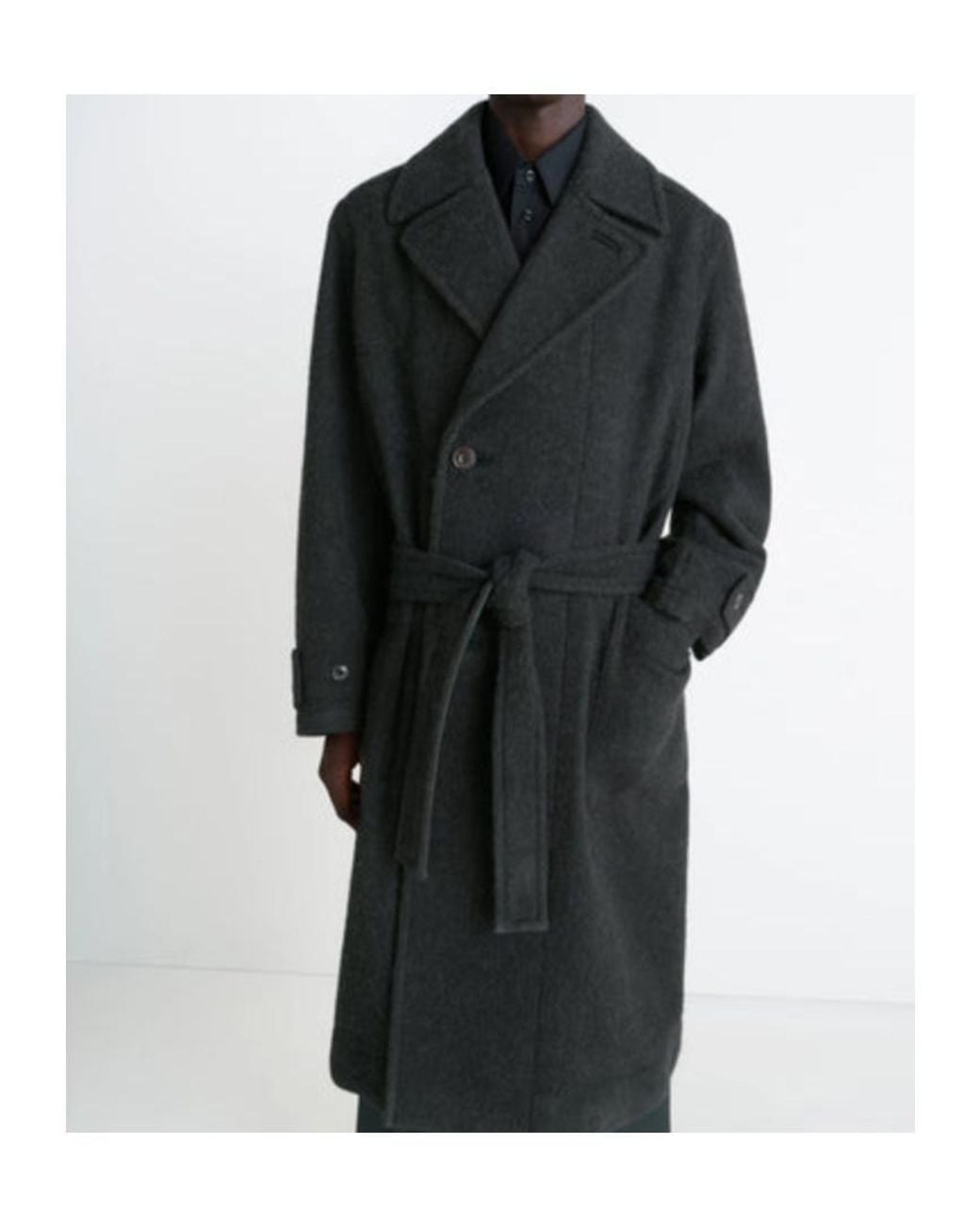 Lemaire Black Straight Hem Belted Coat for men