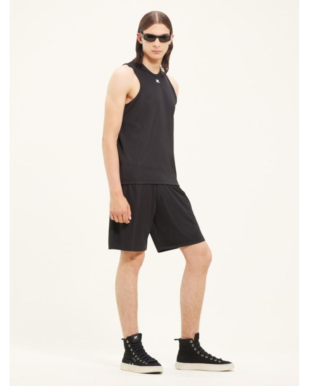 Courreges Black Courrèges Crewneck Straight Hem Tank Top for men