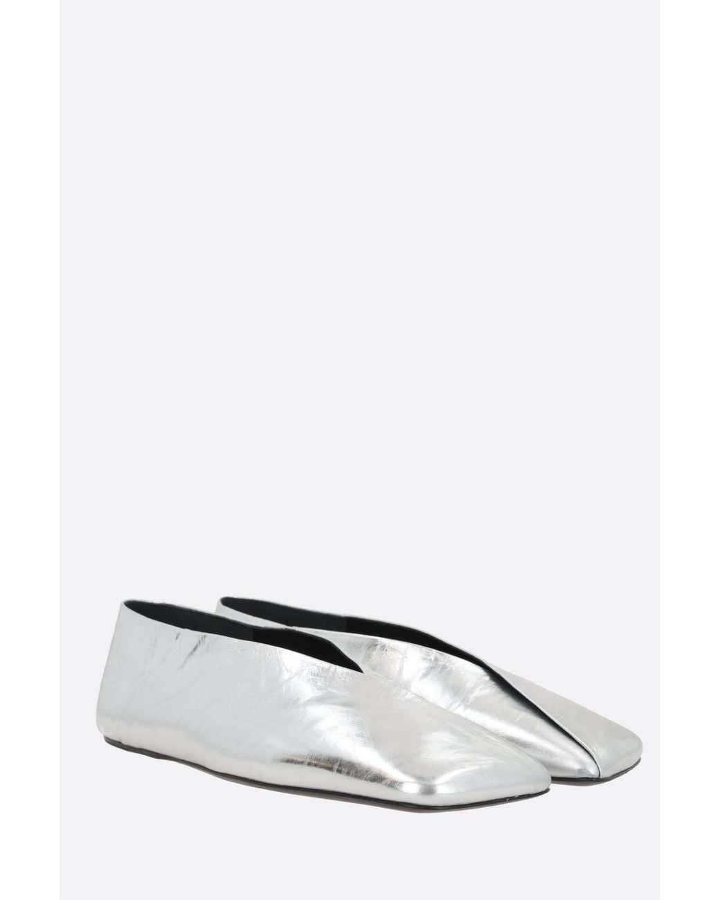 Jil Sander White Square Toe Ballerina Flat Shoes