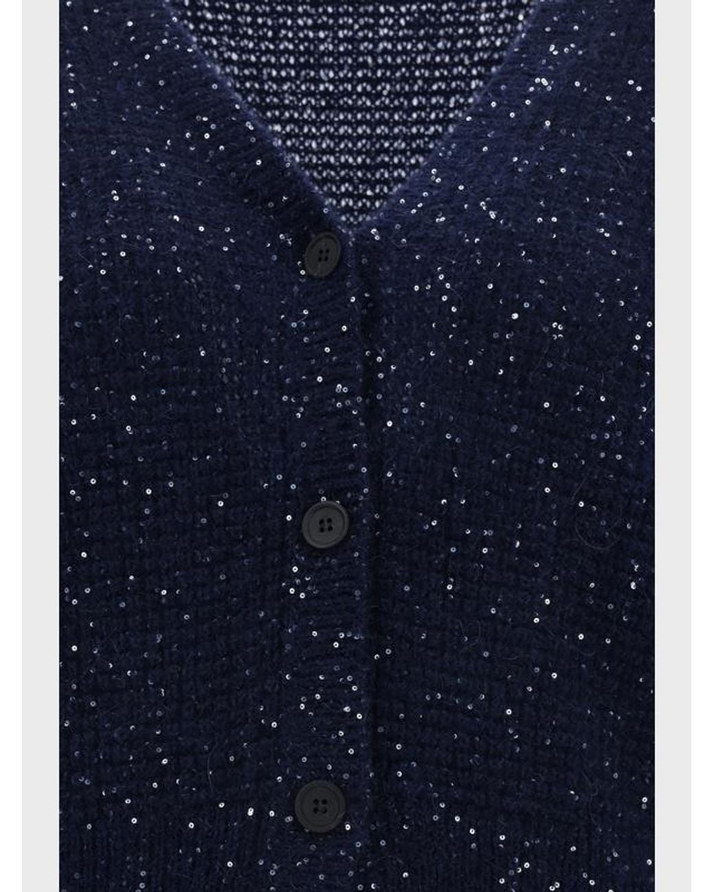 Fabiana Filippi Blue Sequin-Embellished V-Neck Cardigan