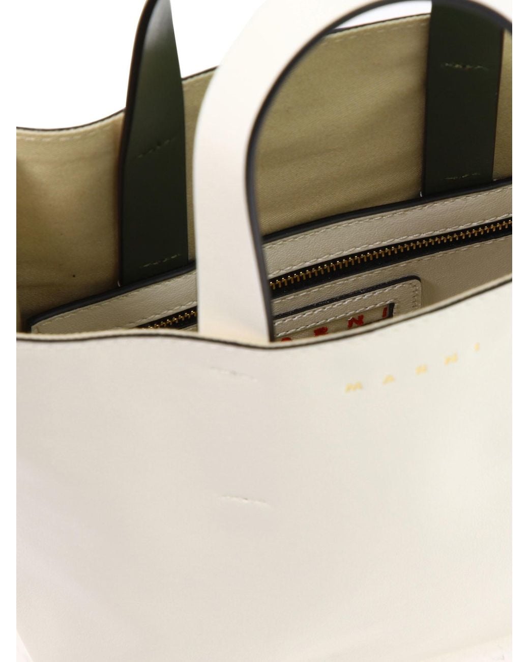 Marni Natural Logo-Print Leather Tote Bag