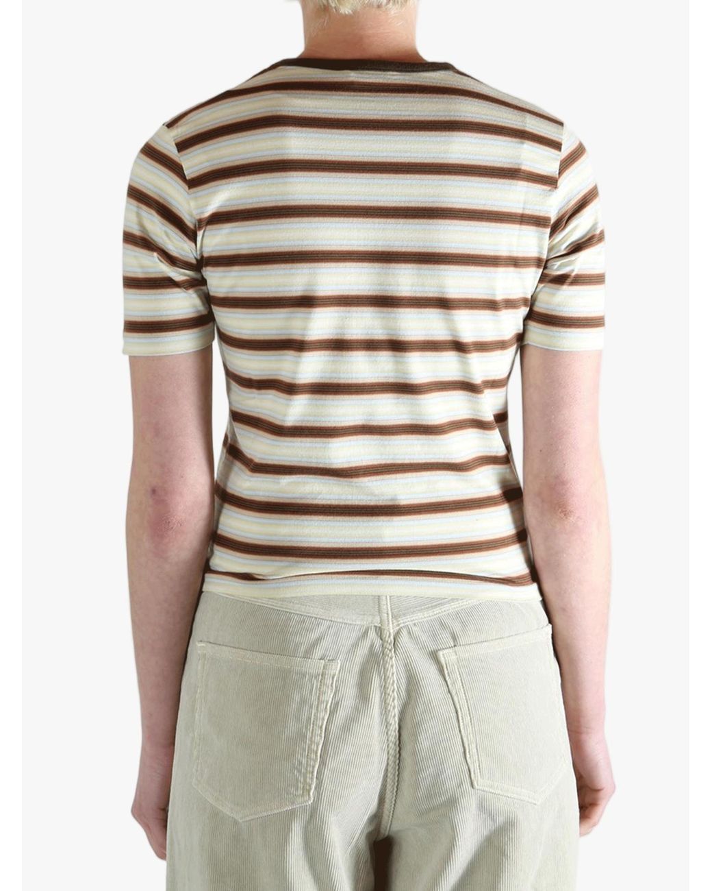 Auralee White Gradient Striped T-Shirt