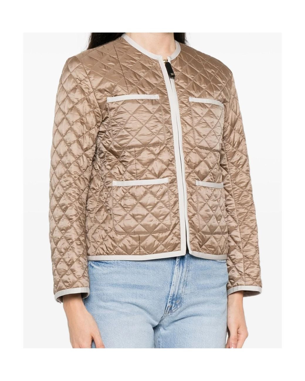 Max Mara Natural Celeste Quilted Pocket Jacket