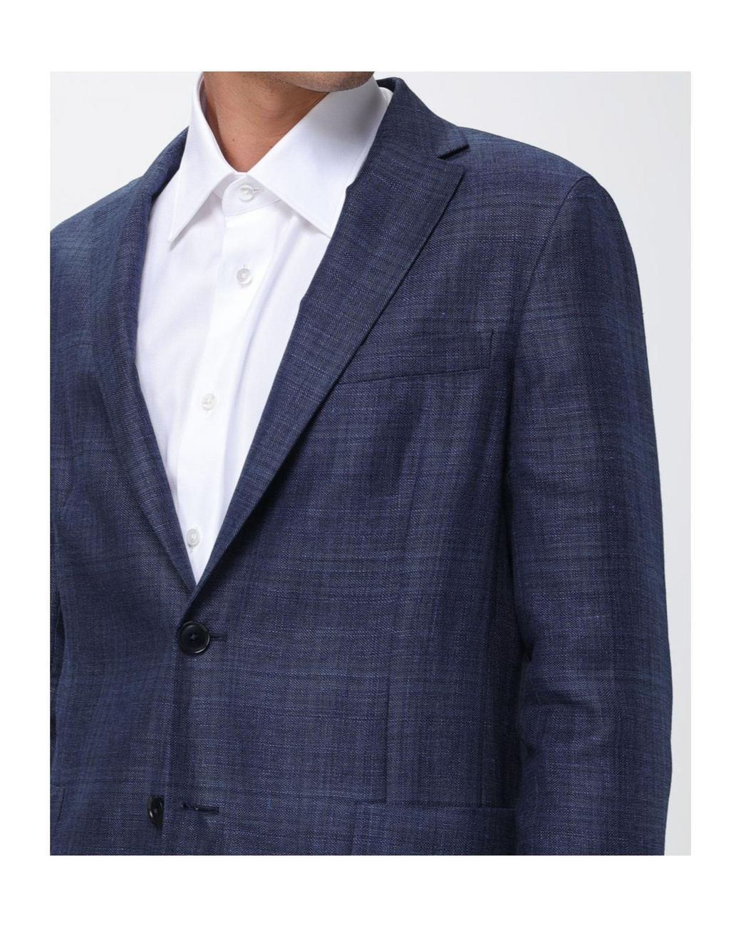 Zegna Blue Check-Pattern Single-Breasted Blazer for men