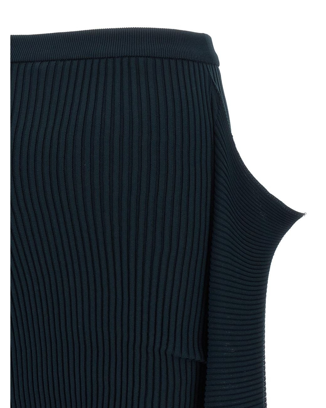 Issey Miyake Blue Prance Draped Ribbed Skirt