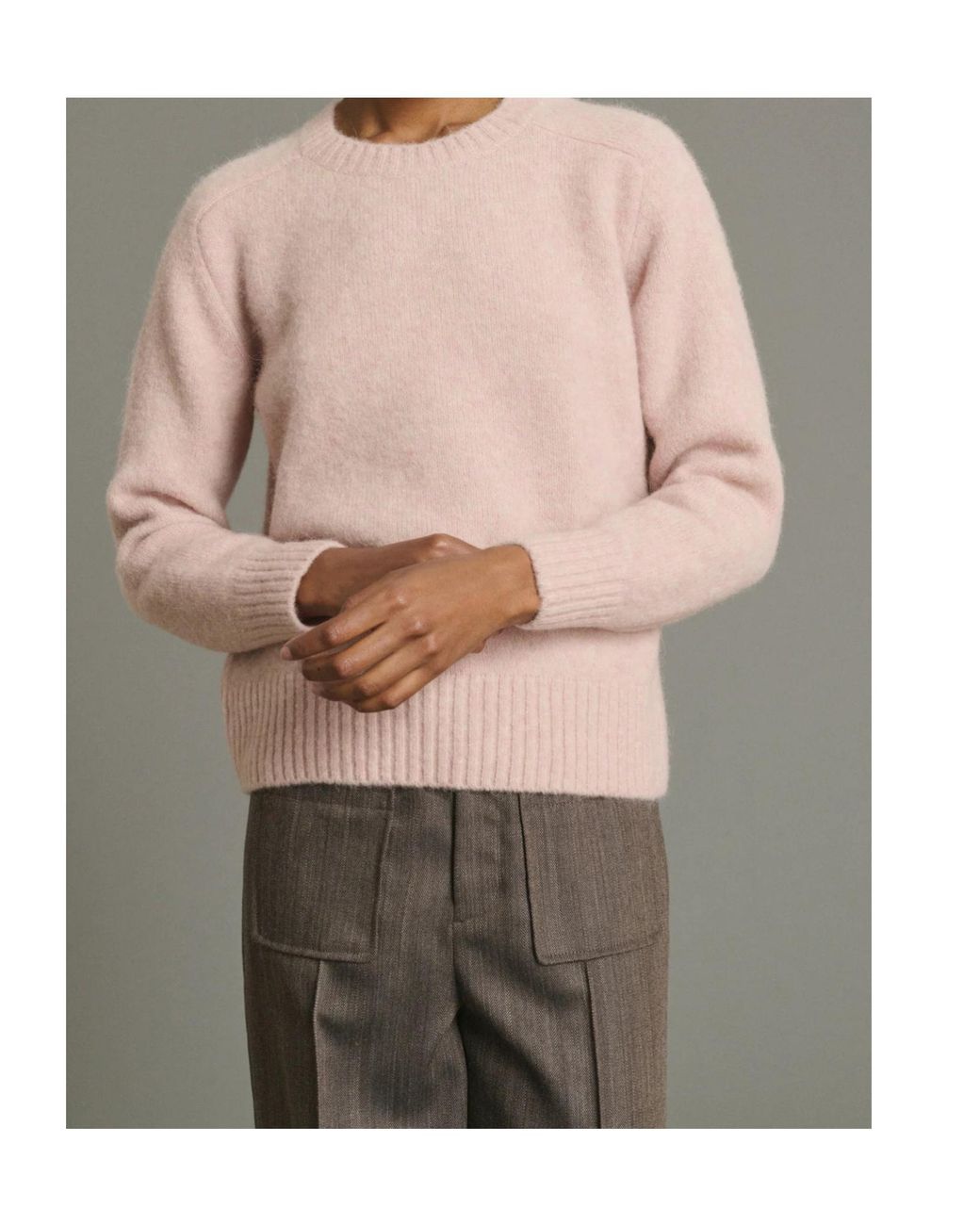 Soeur Pink Ribbed-Trim Sweater