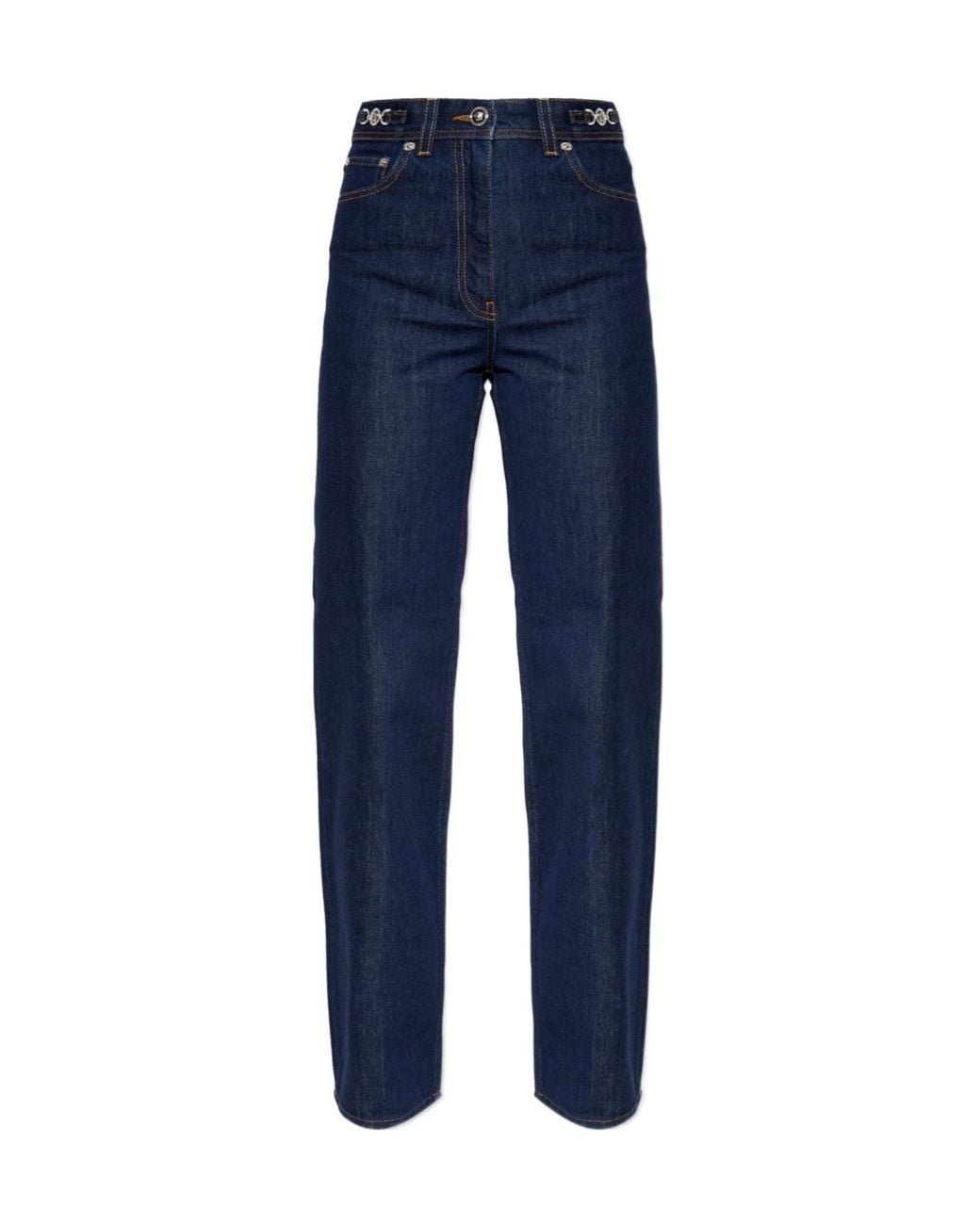 Versace Blue Logo-Patch Straight Leg Jeans