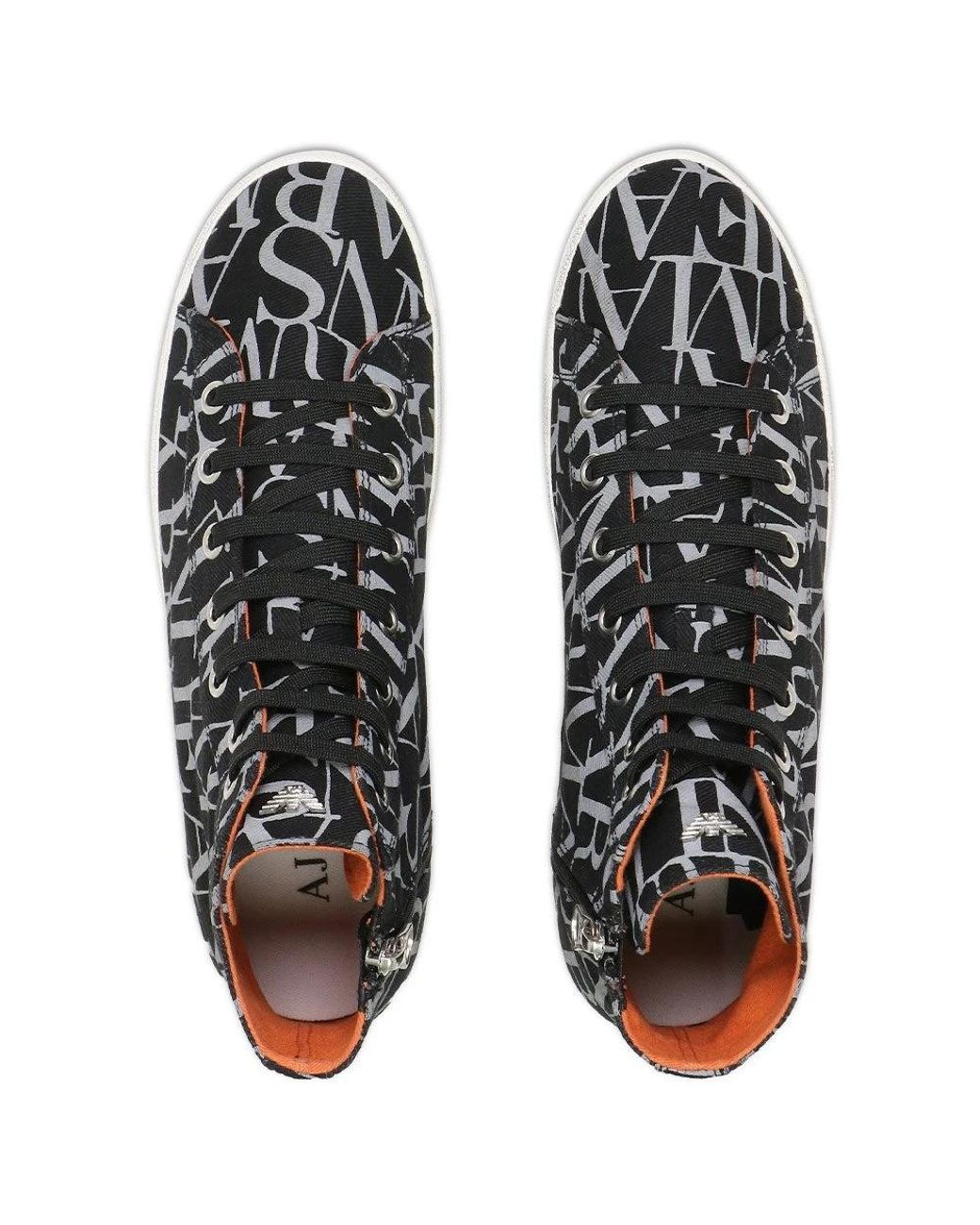 Armani Jeans Black High-Top Round-Headed Leisure Sports Shoes for men