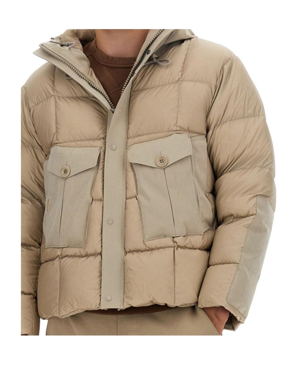C P Company Natural Drawstring Hooded Padded Coat for men