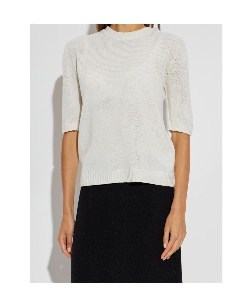 Fabiana Filippi White Short Sleeve Knitted Top