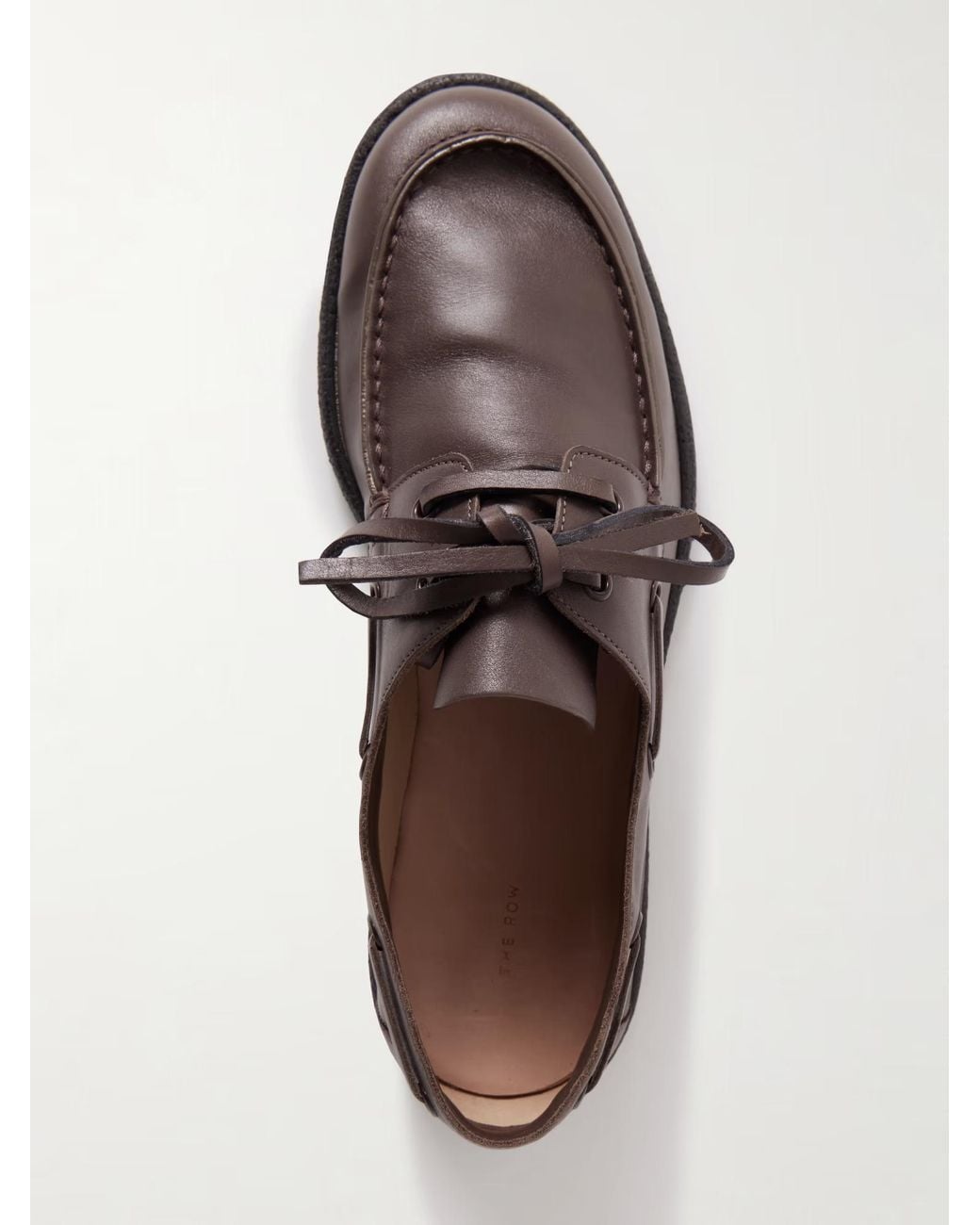 The Row Brown Novus Sailor Leather Loafers