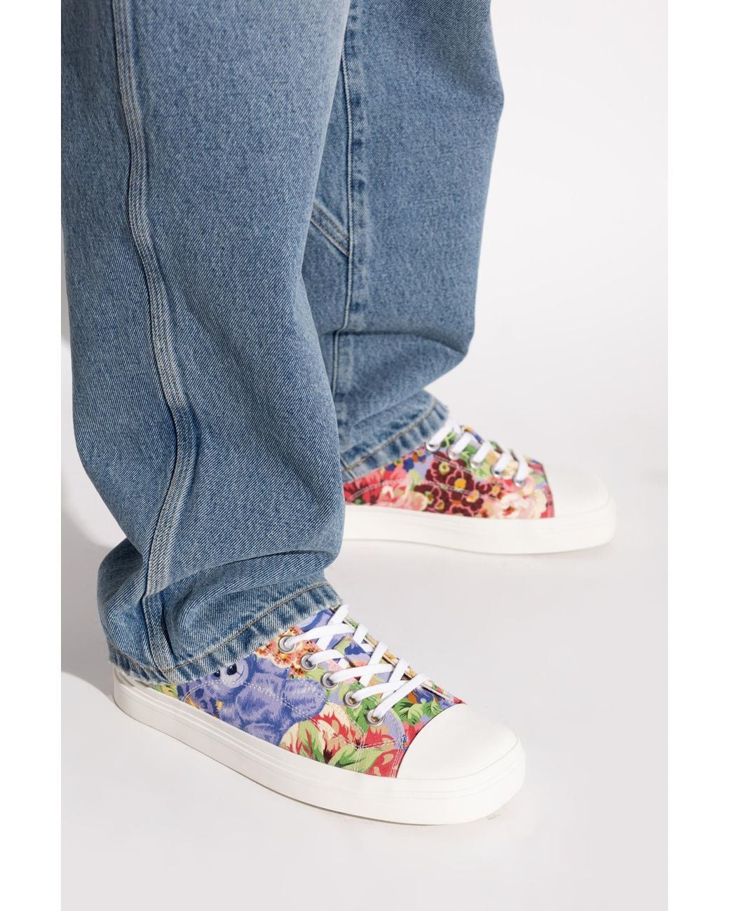 Moschino Blue Teddy Bear Printed Lace-Up Sneakers