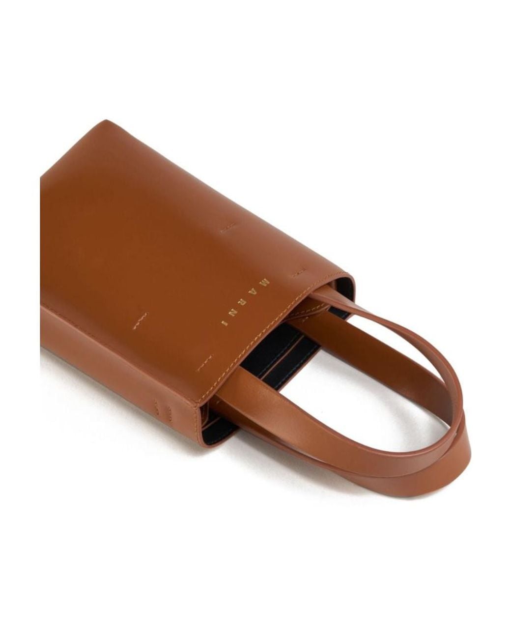 Marni Brown Logo Printed Top Handle Bag