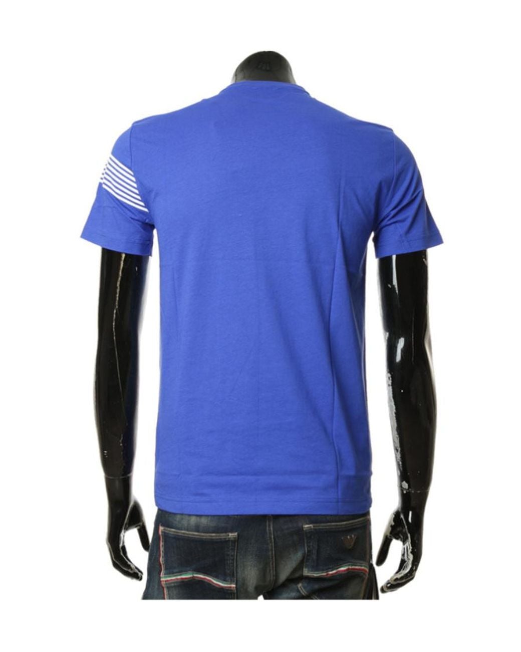 EA7 Blue Logo-Print Crewneck T-Shirt for men