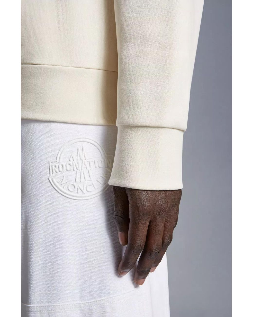 Moncler White Logo Sweatshirt for men