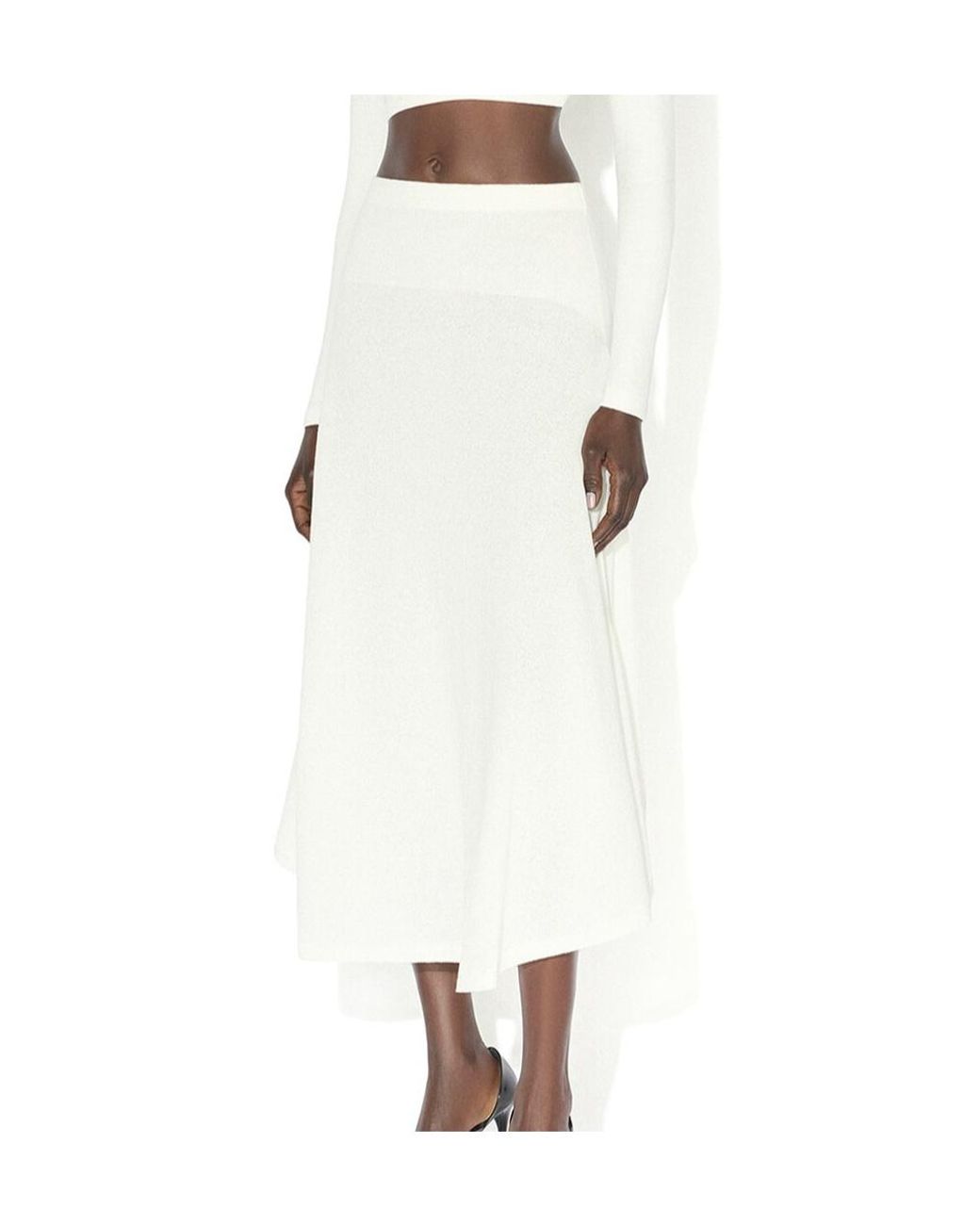 Alaïa White Alaïa Flared Knitted Skirt