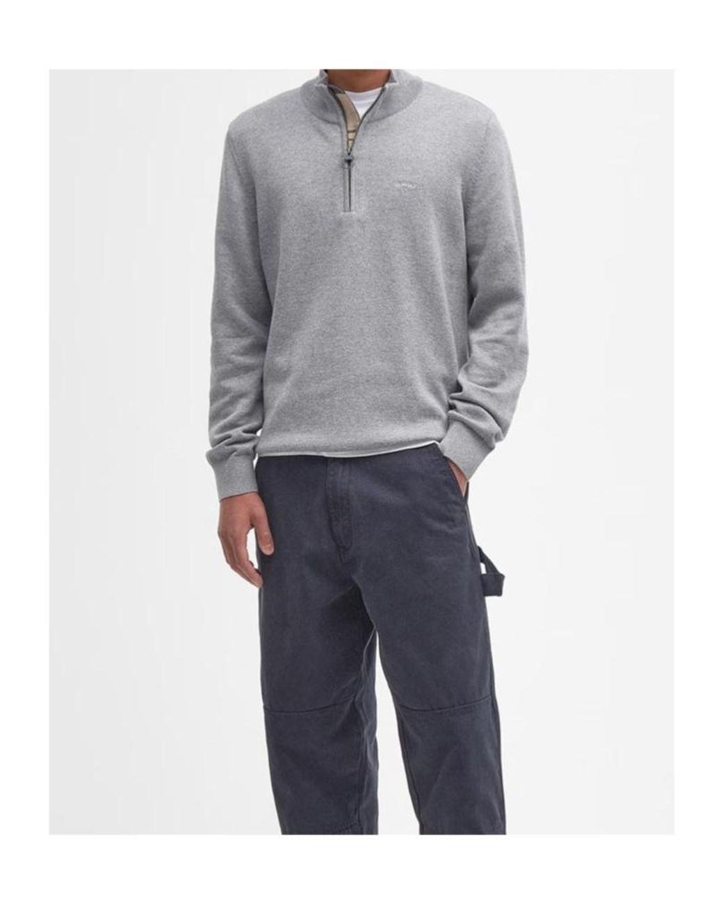 Barbour Gray Half-Zip Jumper for men