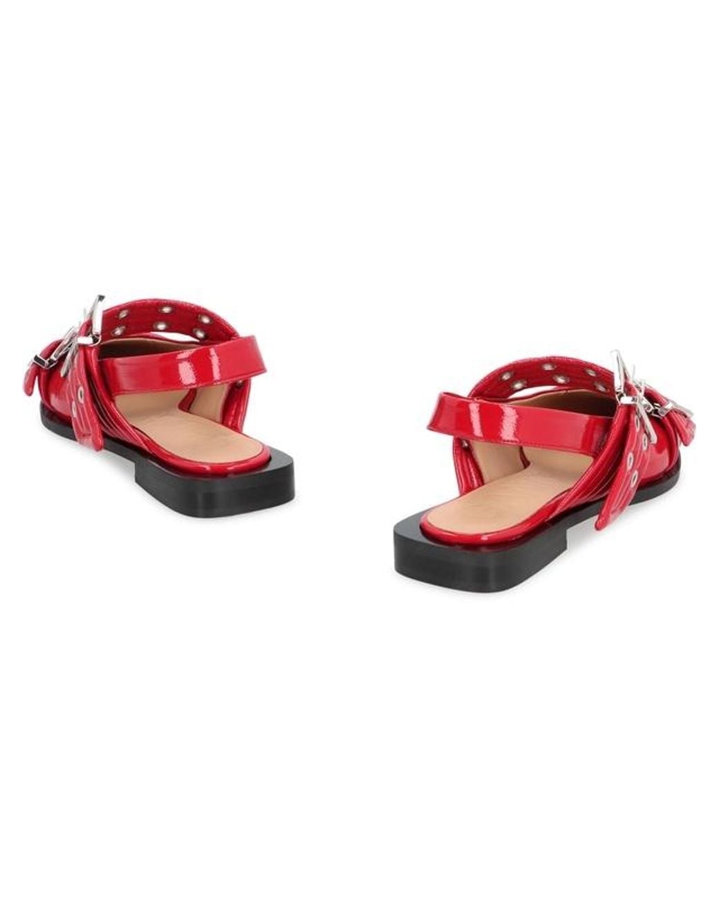 Ganni Red Open-Toe Flat Sandals