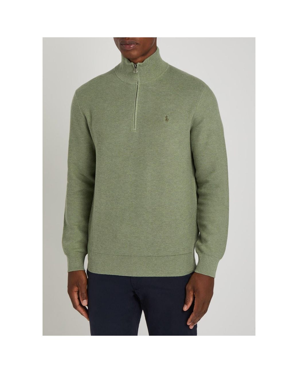 Polo Ralph Lauren Green Pure Cotton Knitted High-Neck Sweater for men