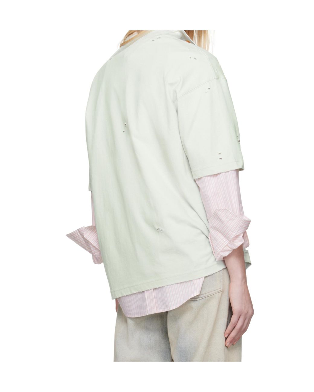 Acne White Logo Printed Crewneck T-Shirt for men