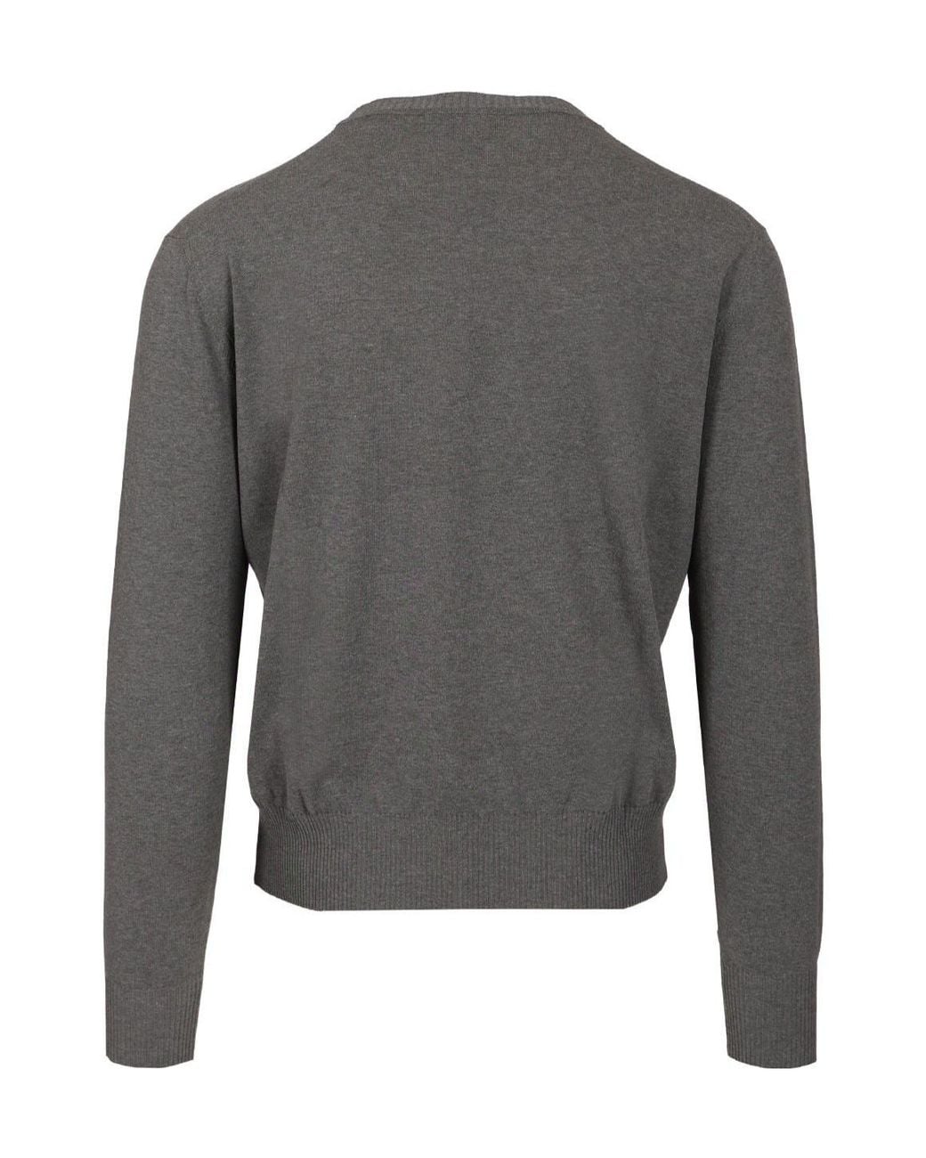 Vivienne Westwood Gray Logo Embroidered Crewneck Jumper for men