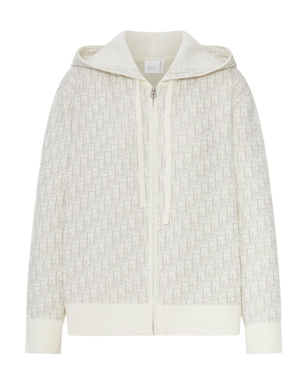 Dior White Long-Sleeved Hooded Sweatshirt