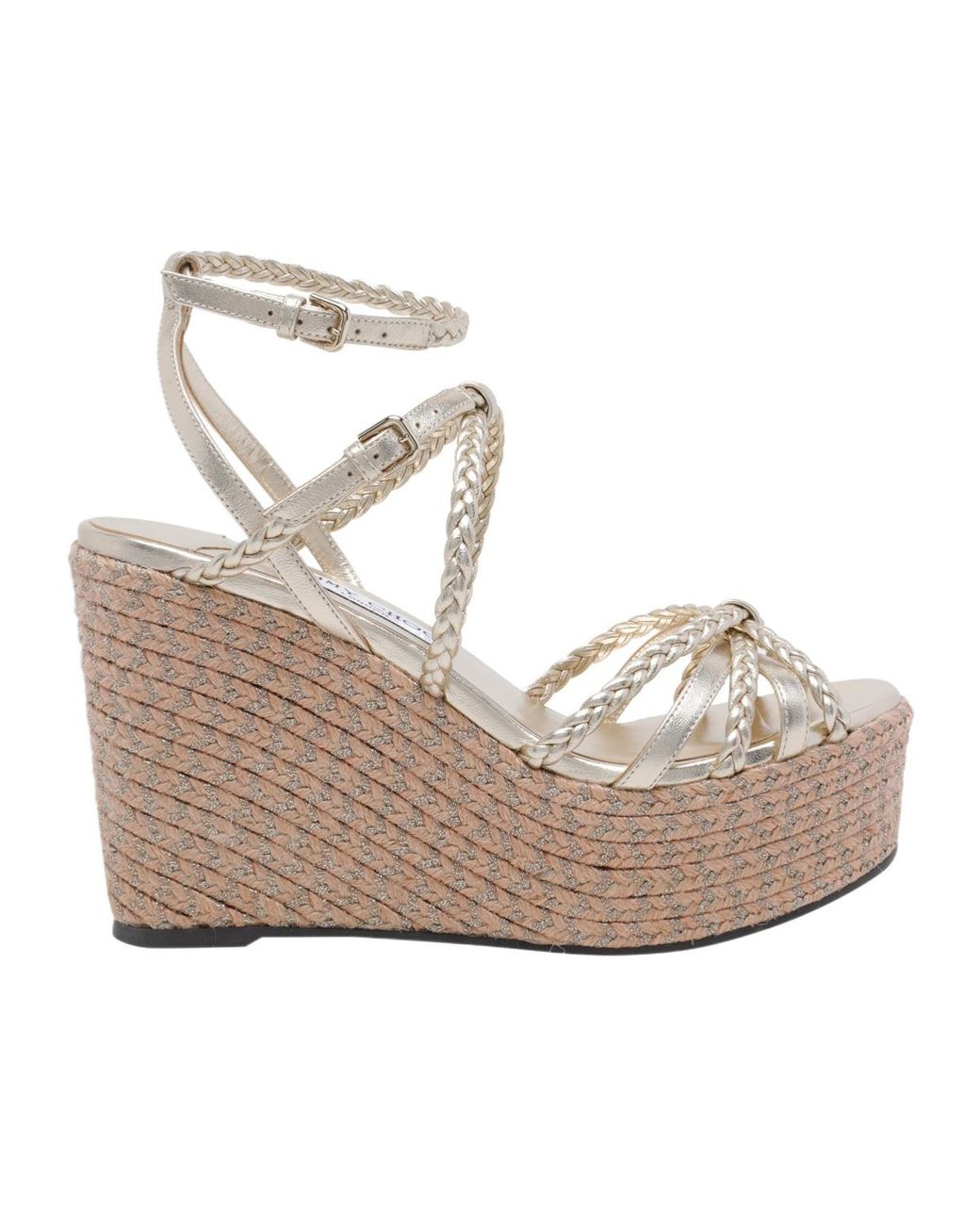 Jimmy Choo Metallic Nyra Braided Platform Heeled Sandals