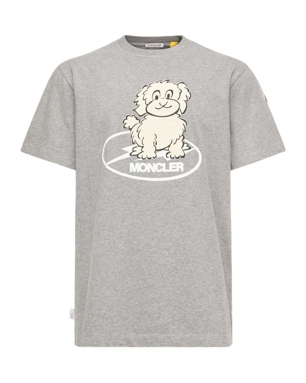 Moncler Gray X Fragment Dog Print Cotton T-Shirt for men