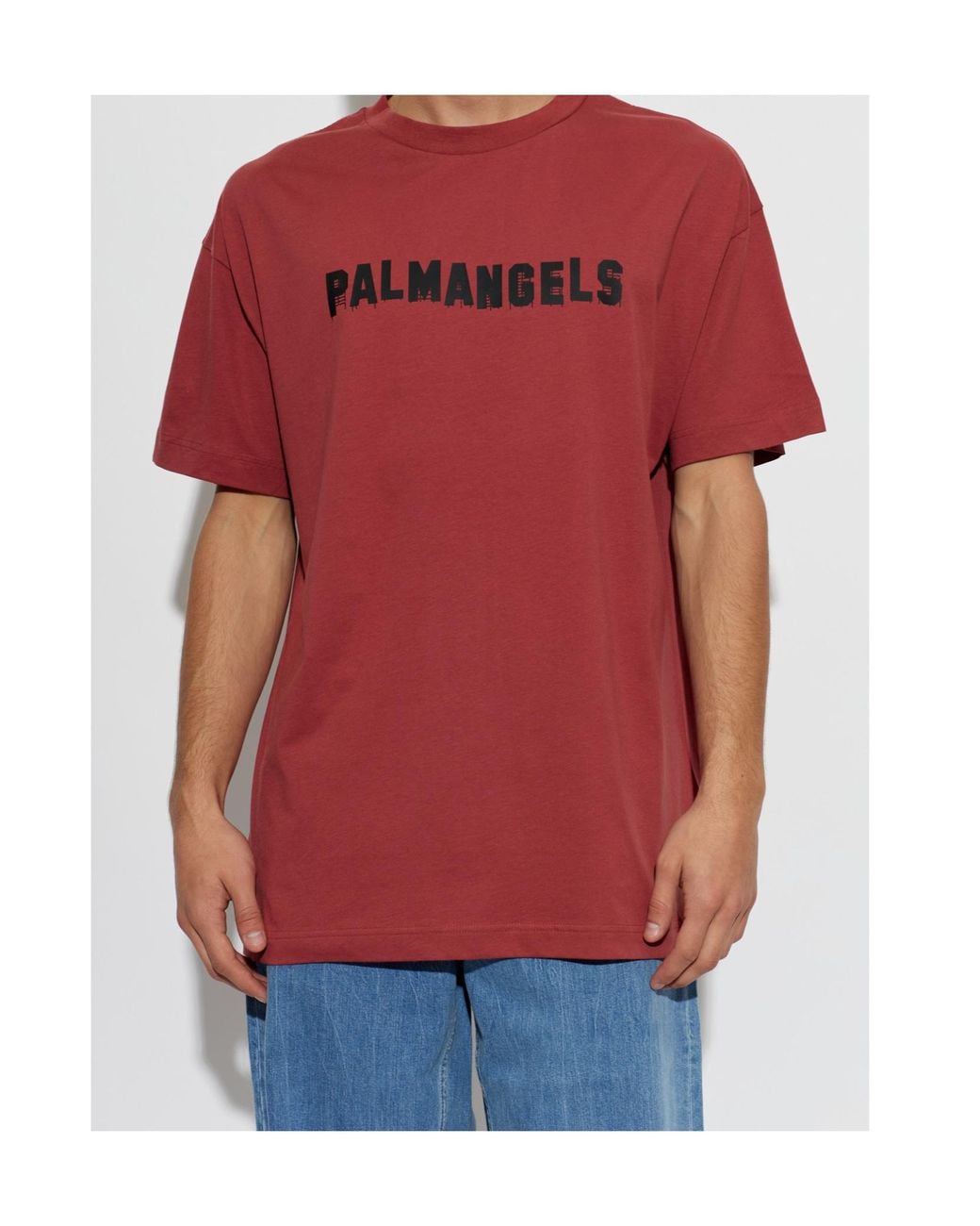 Palm Angels Red Logo Print T-Shirt for men