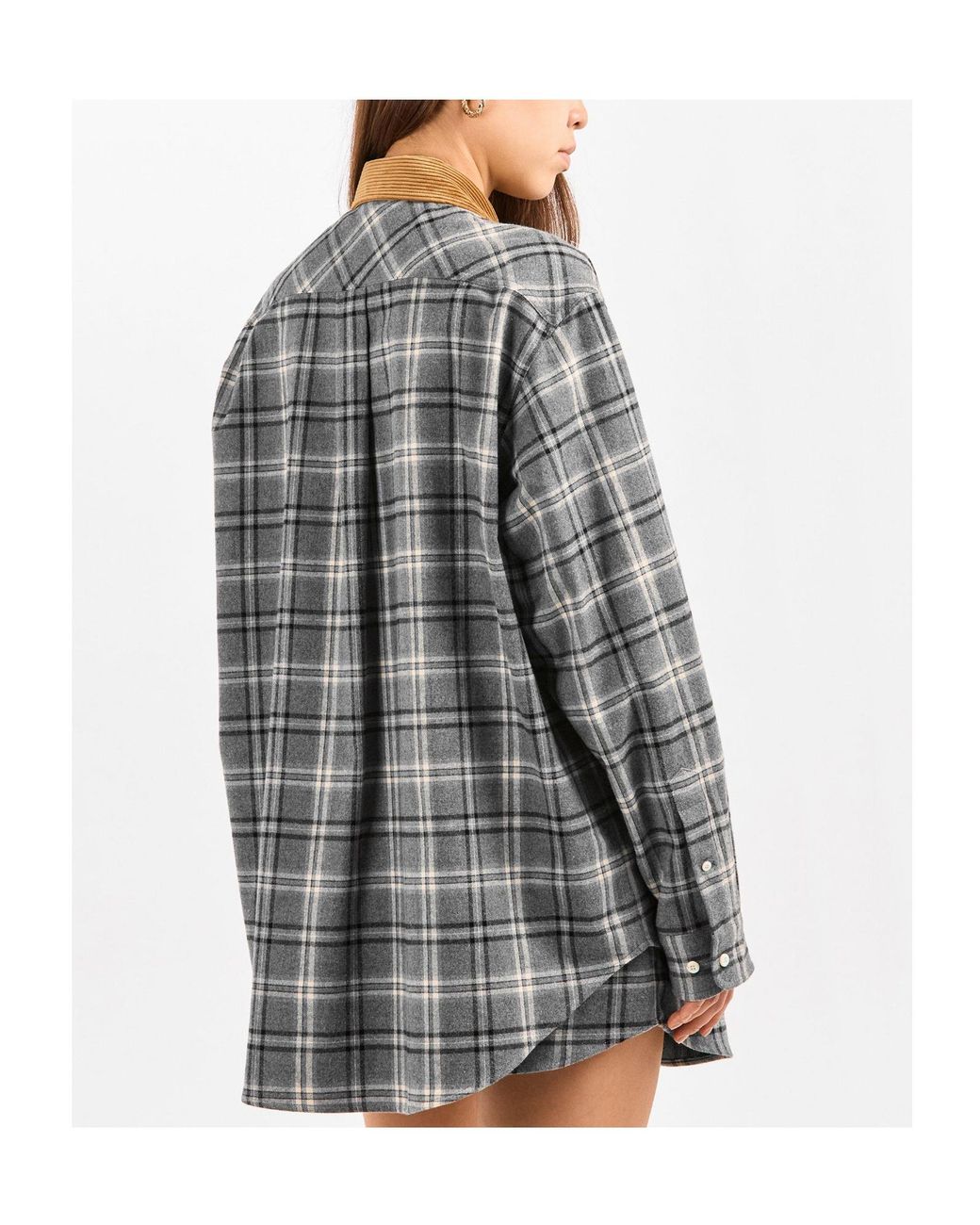 Miu Miu Gray Plaid Long Sleeve Shirt