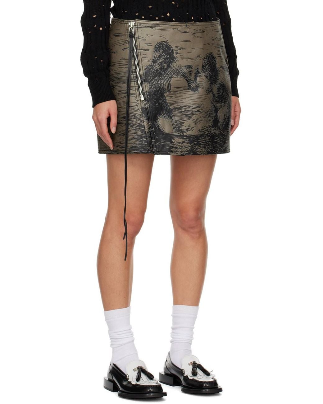 Eytys Black Brown Rogue Leather Miniskirt