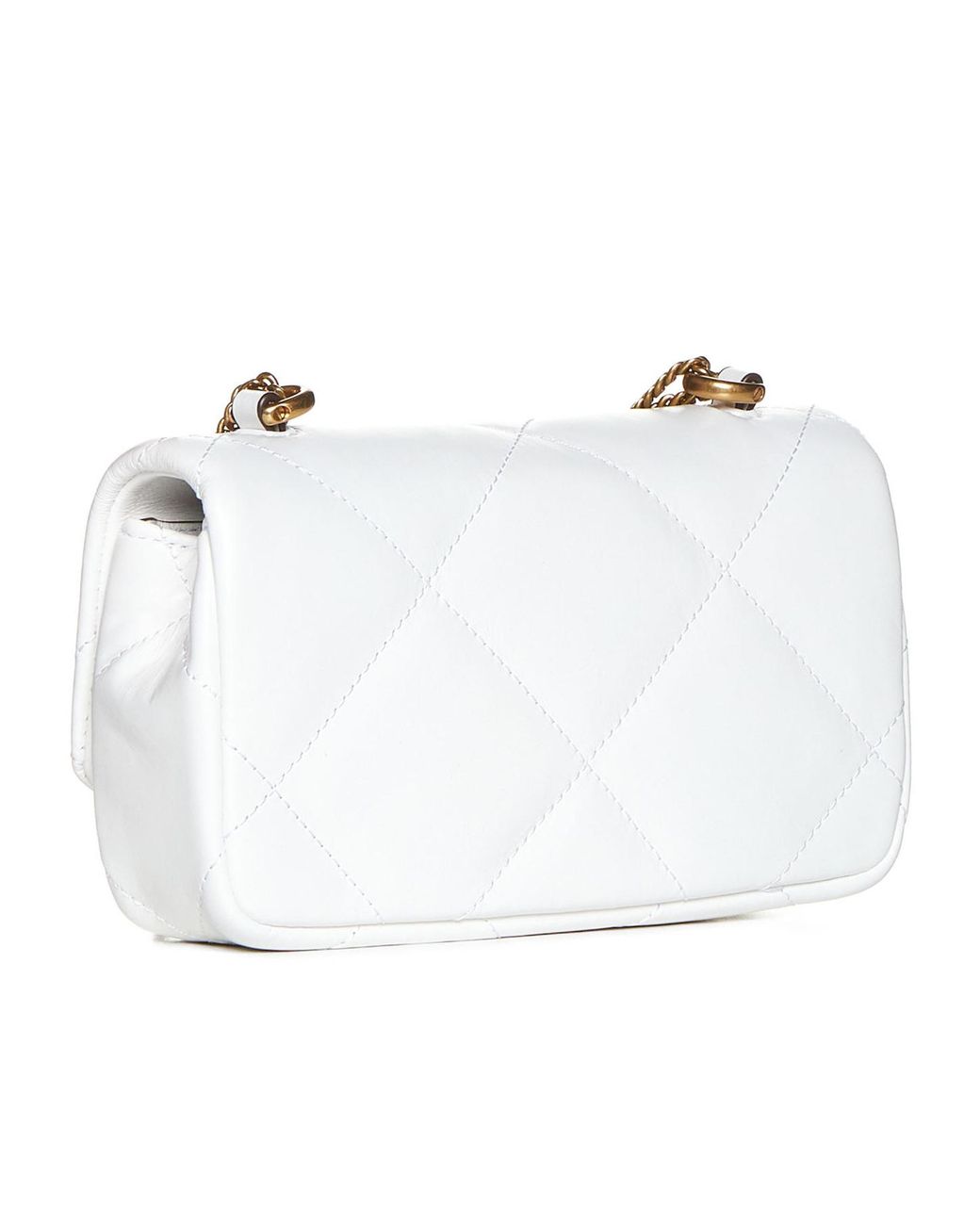 Tory Burch White Kira Diamond Quilted Mini Shoulder Bag