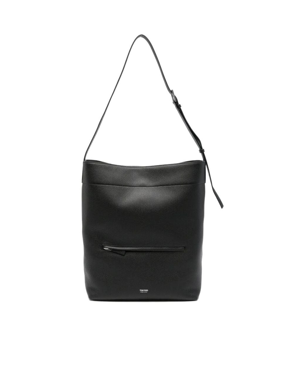 Tom Ford Black Grain Leather Bucket Bag for men