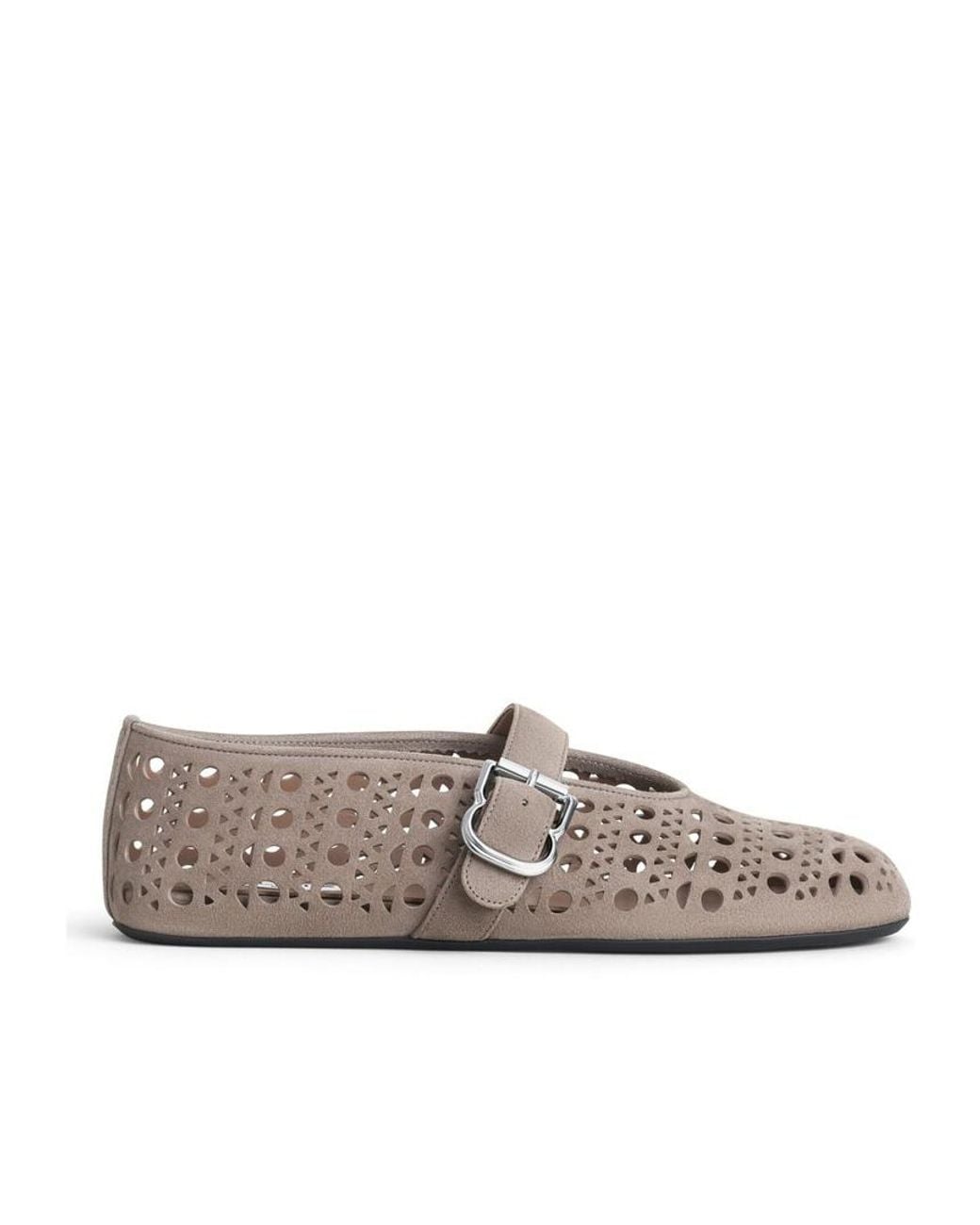 Alaïa Gray Suede Ballet Flats