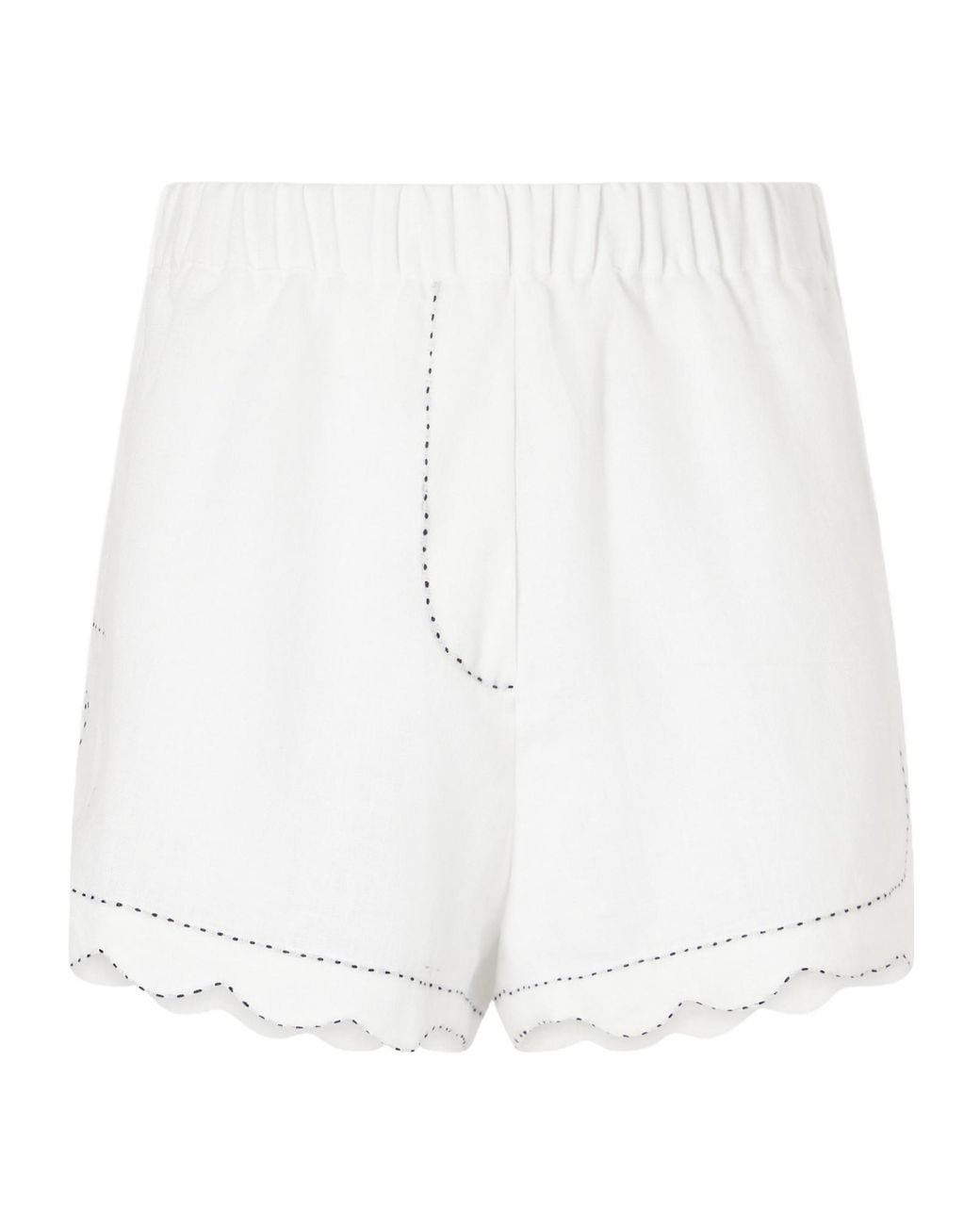 Vita Kin White Gatsby Scalloped Broderie Anglaise-Trimmed Linen Shorts