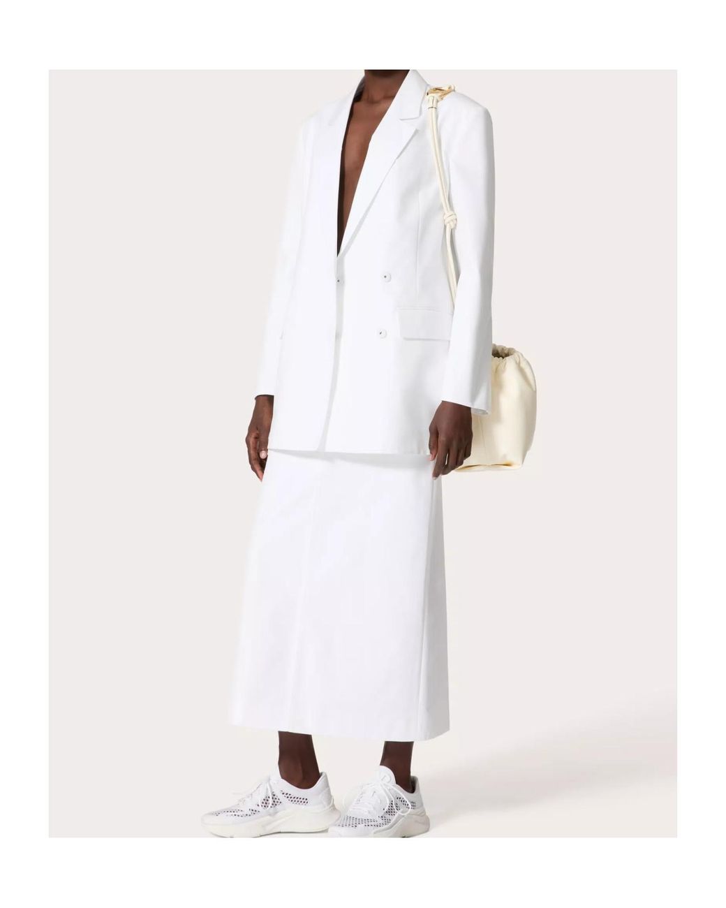 Valentino White Double-Breasted Long-Sleeved Jacket