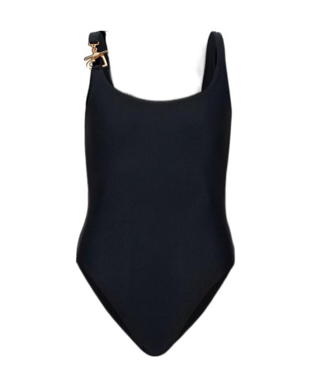 Moschino Blue Logo Engraved One-Piece Swimsuit