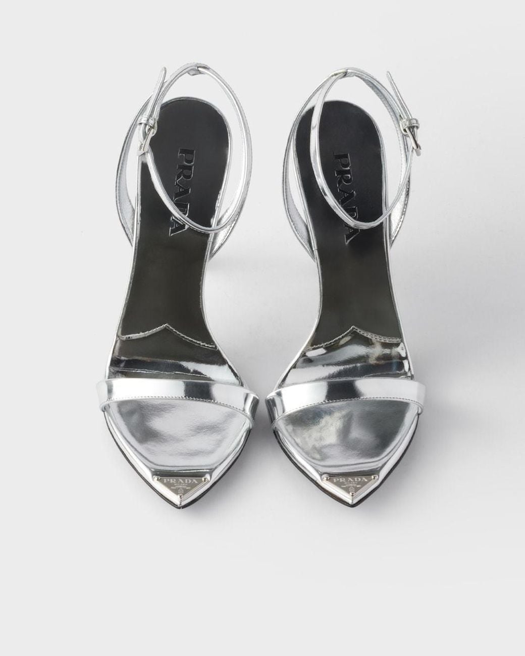 Prada White Triangle-Logo High-Heeled Sandals