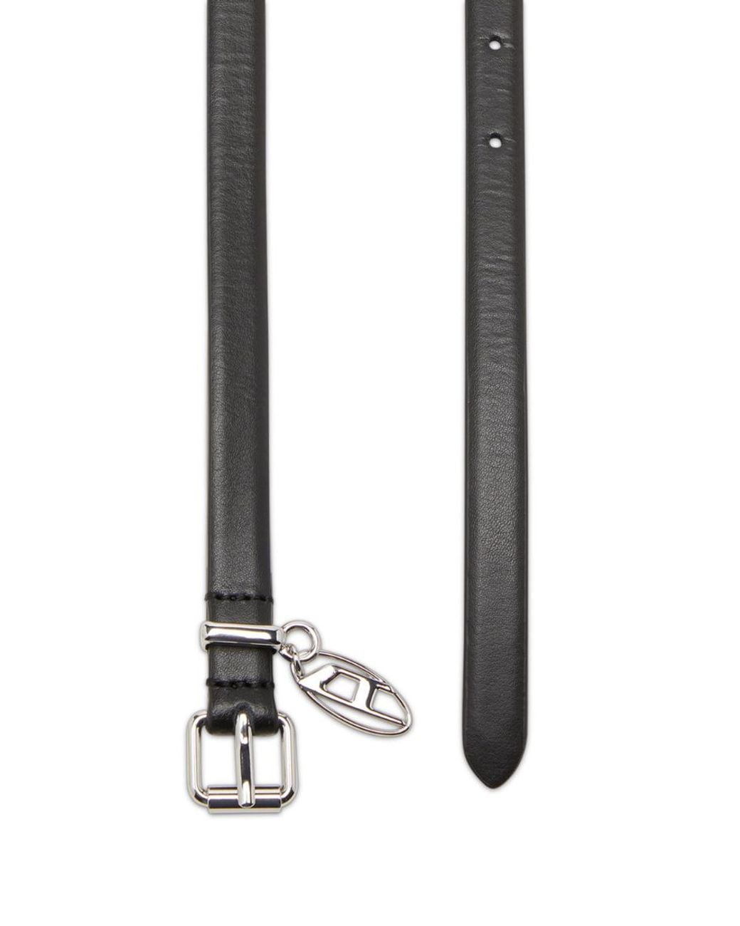 DIESEL White Oval-D Charm Belt