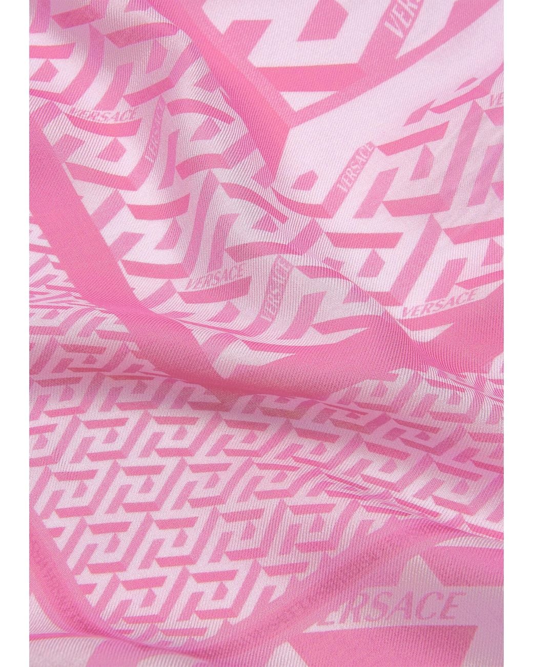 Versace Pink Printed Raw-Cut Edge Scarf