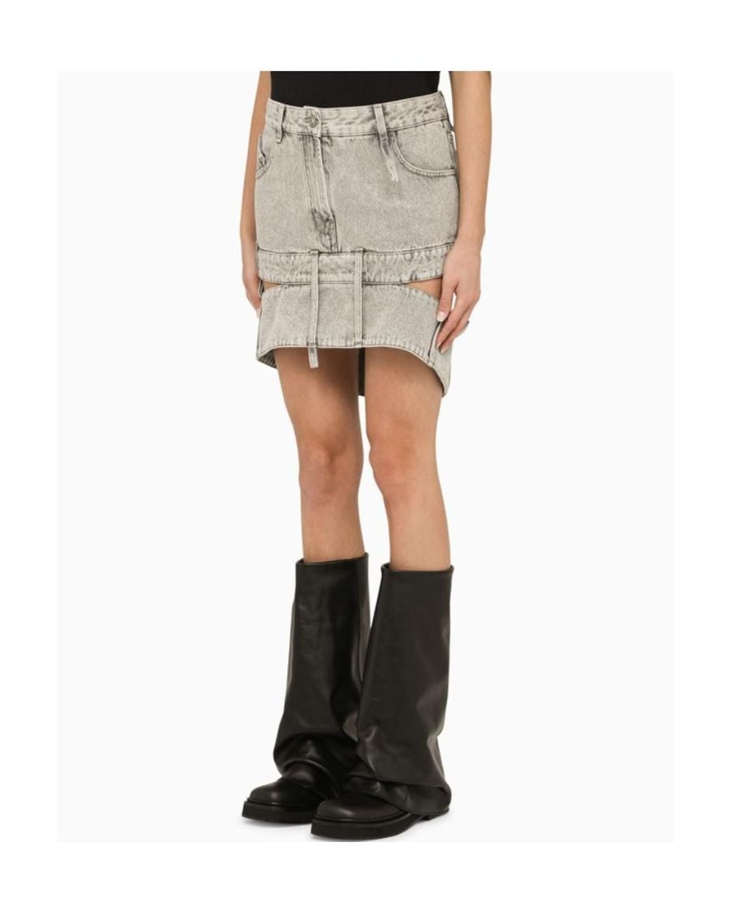 The Attico Multicolor The Cut-Out Mini Denim Skirt