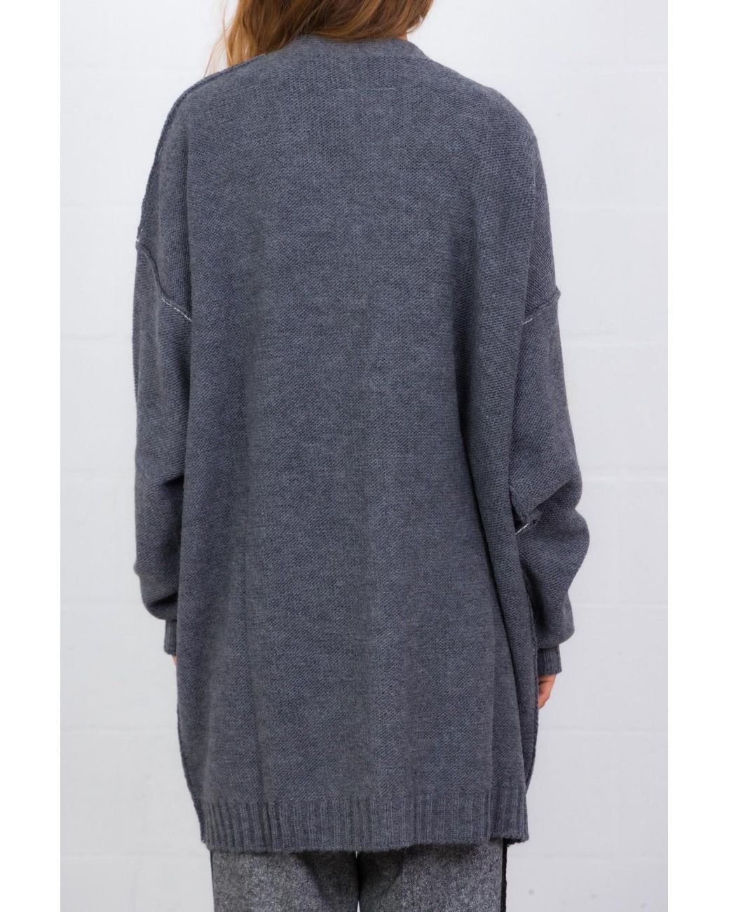MM6 by Maison Margiela Gray Button-Fastening Oversized Knitted Cardigan