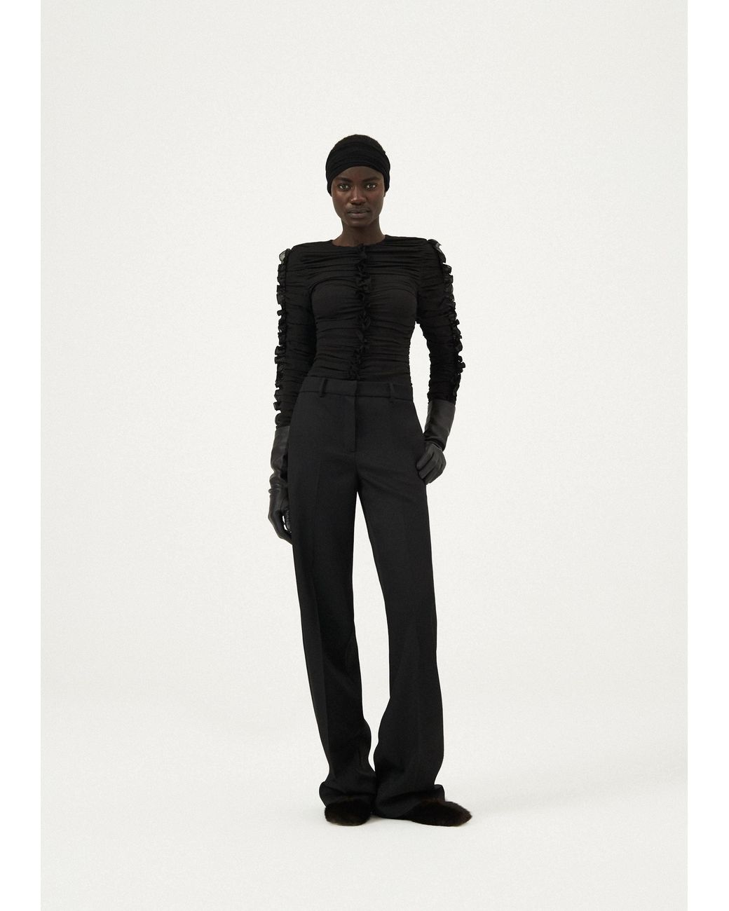 Magda Butrym Black Belt-Loop Casual Pants