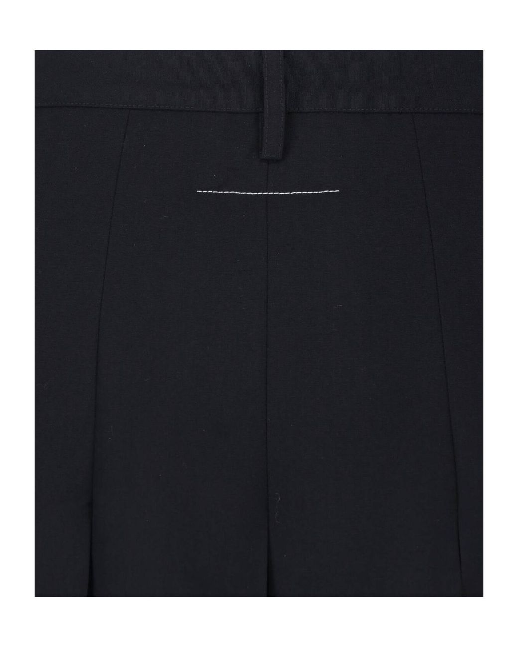 MM6 by Maison Margiela Black Asymmetric Pleated Midi Skirt