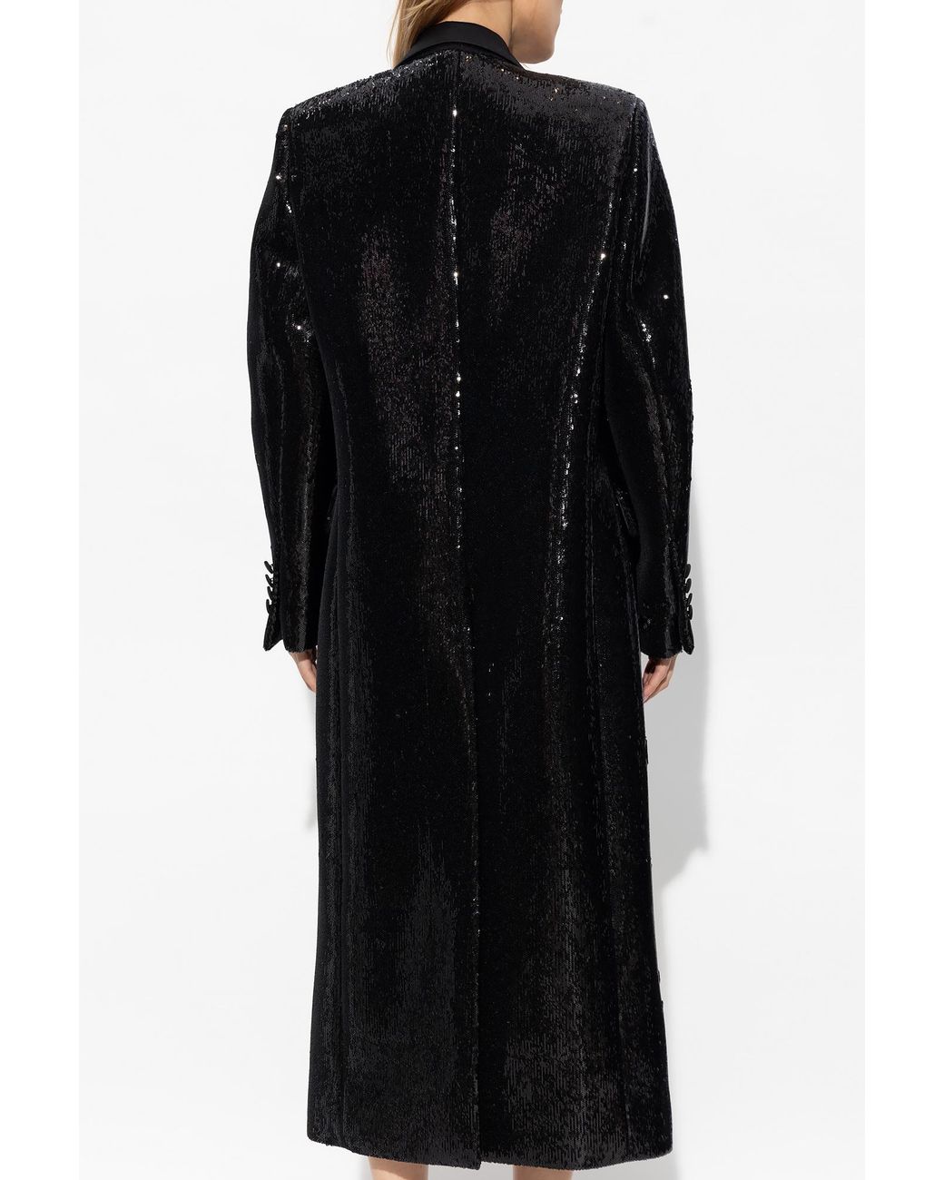 Dolce & Gabbana Black Micro-Sequined Double-Breasted Coat