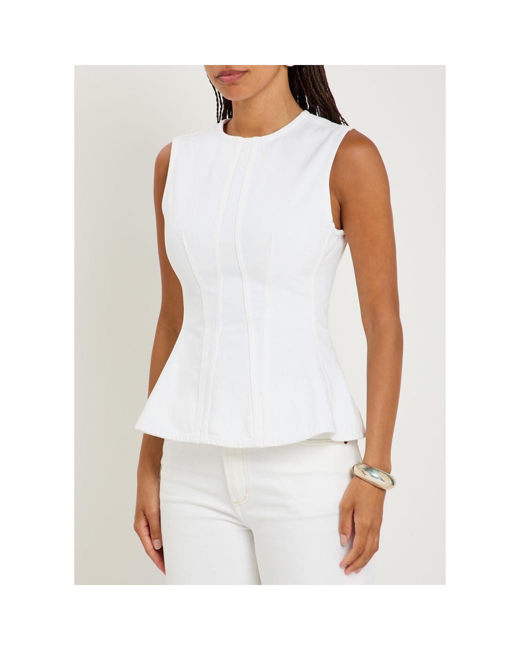 Agolde White Denim Crew Neck Top