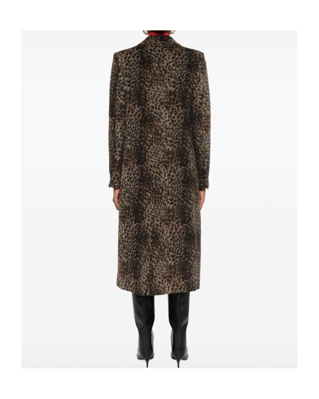 MSGM Brown Print Single Breasted Long Coat