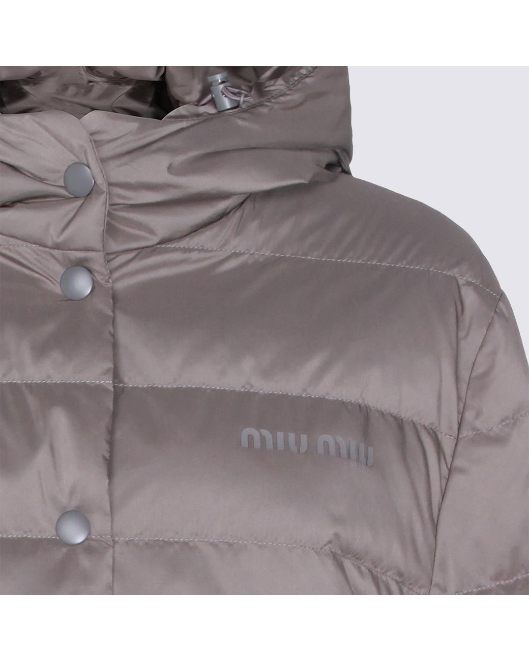 Miu Miu Brown Down Technical Pongé Puffer Jacket