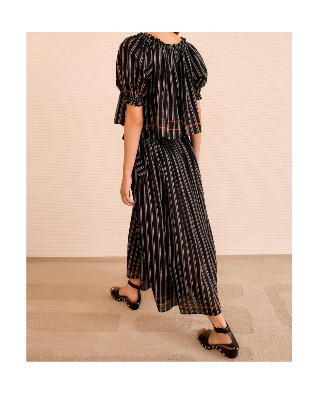 Ulla Johnson Black Paros Striped Top Coverup