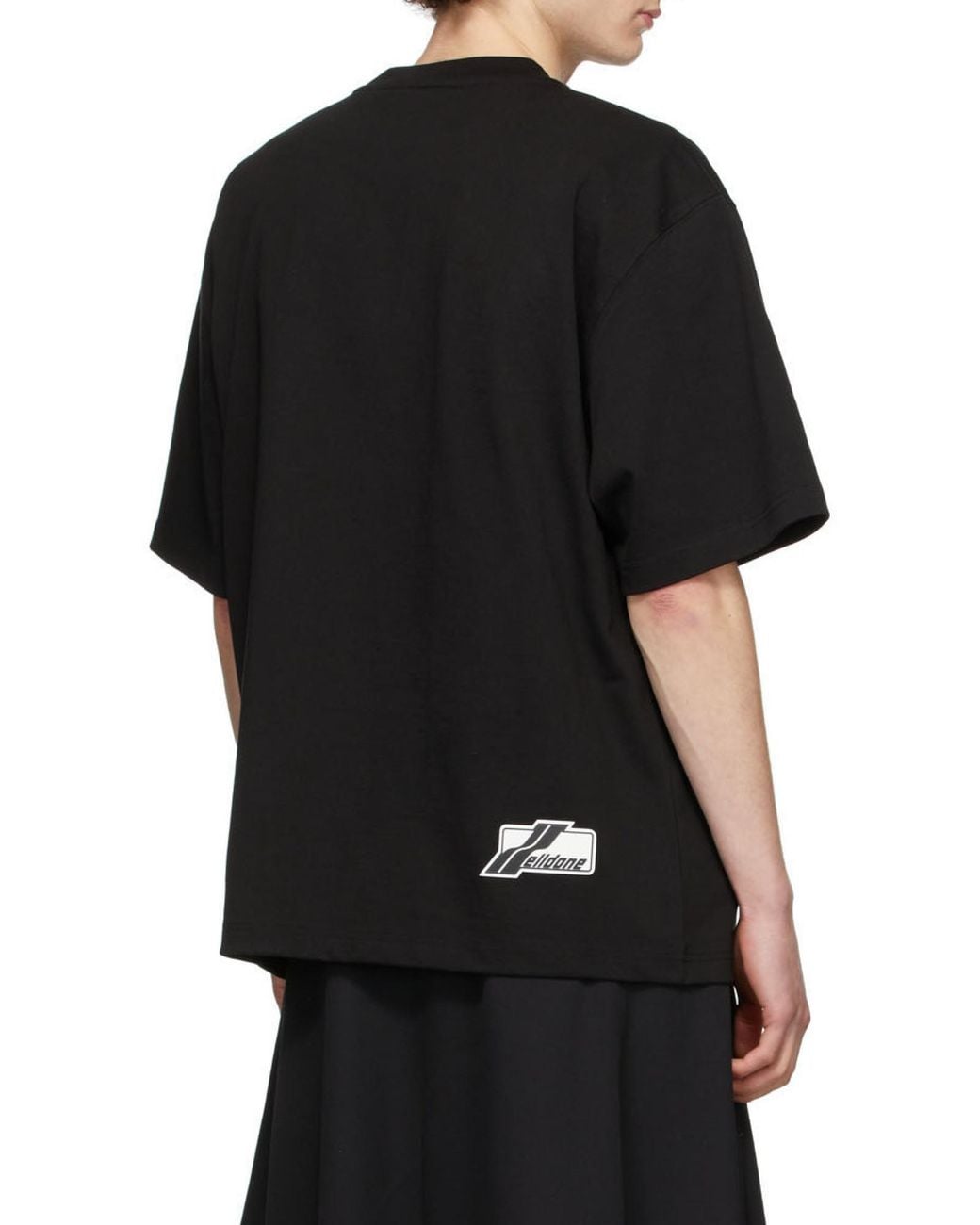we11done Black Logo-Print Cotton T-Shirt for men